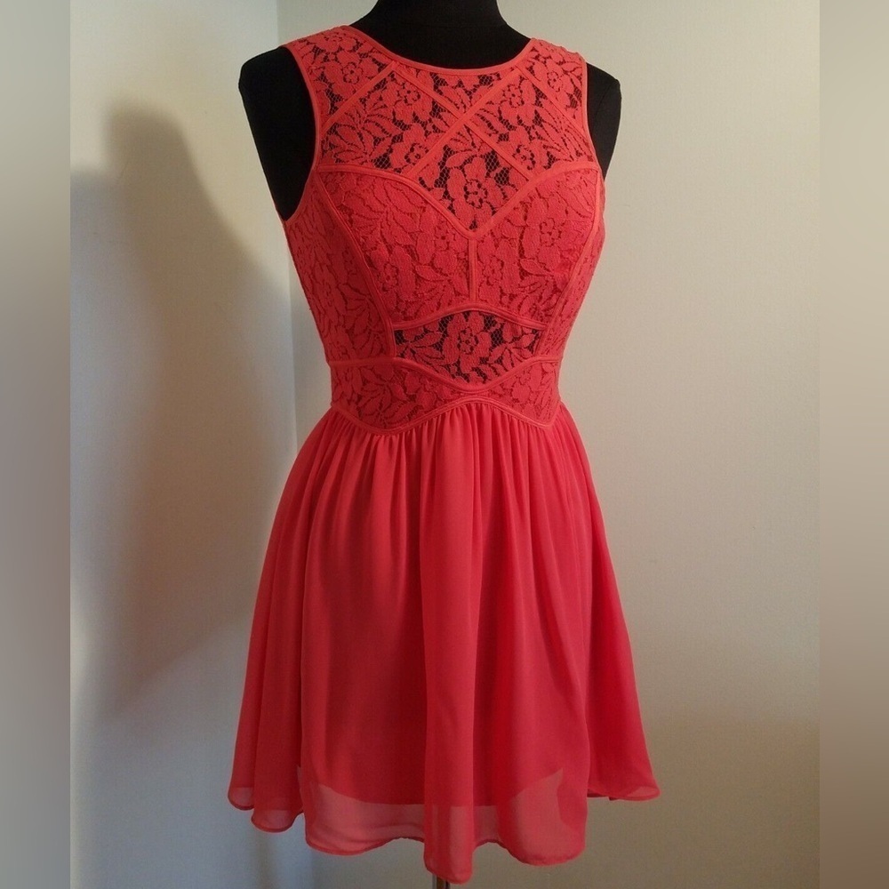 BCBGeneration Coral Lace Cutout Dress
